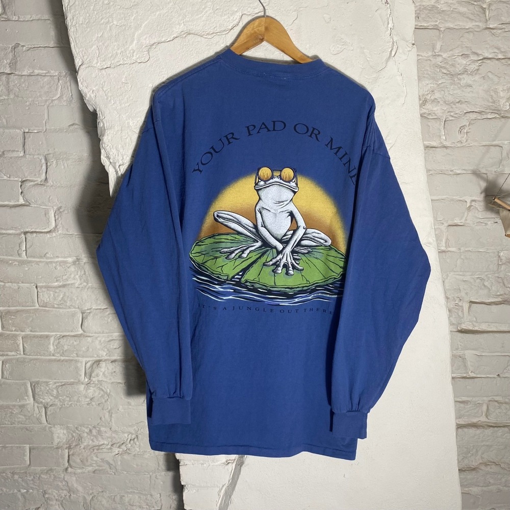 Vintage 1994 Lifeforms Your Pad Or Mine Frog Graphic Long Sleeve T Shirt Mens XL